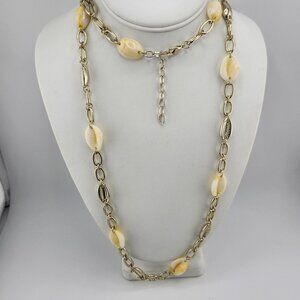 Gold Tone Cowrie Chain Necklace